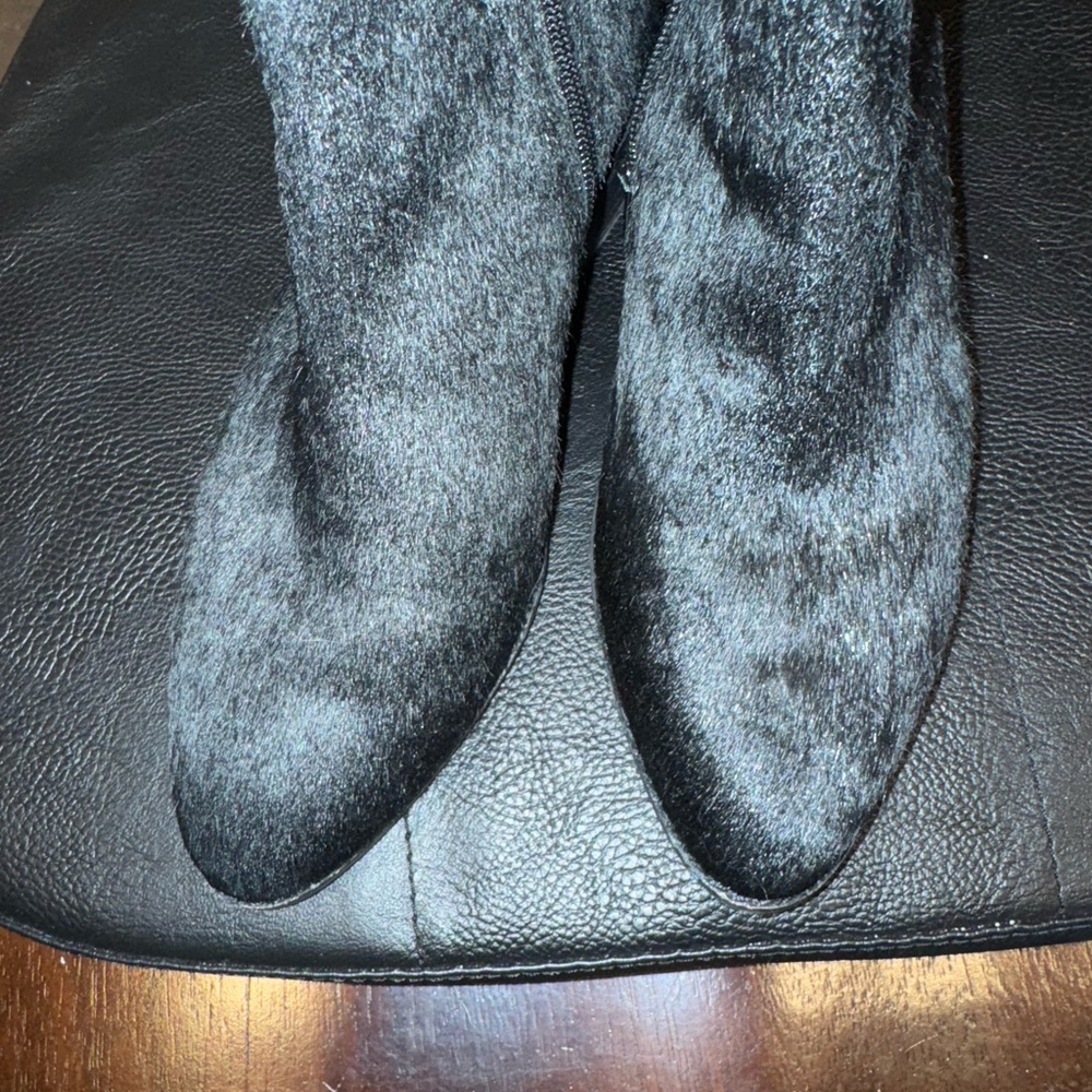 New LUCKY BRAND Black& Silver FUR Ankle Boots